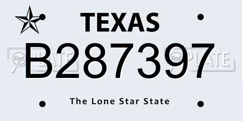 B287397 Texas License Plate