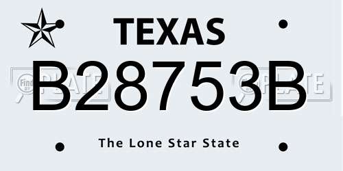 B28753B Texas License Plate