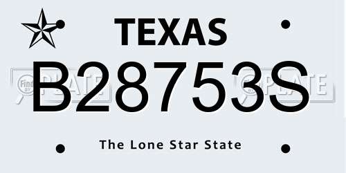 B28753S Texas License Plate