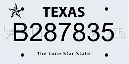 B287835 Texas License Plate