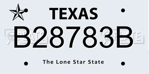 B28783B Texas License Plate