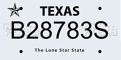 B28783S Texas License Plate