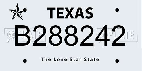 B288242 Texas License Plate