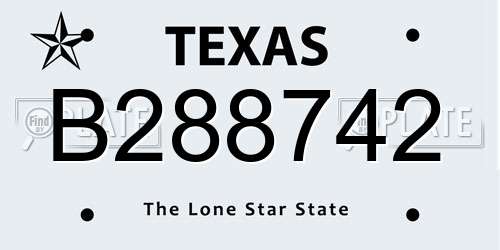 B288742 Texas License Plate