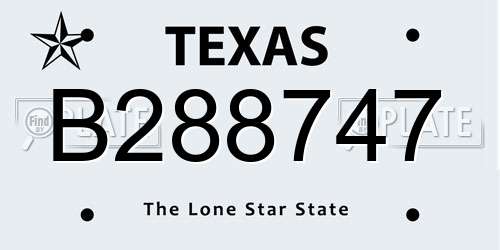 B288747 Texas License Plate