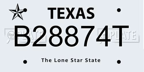 B28874T Texas License Plate