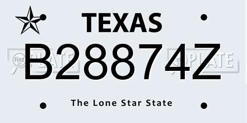 B28874Z Texas License Plate
