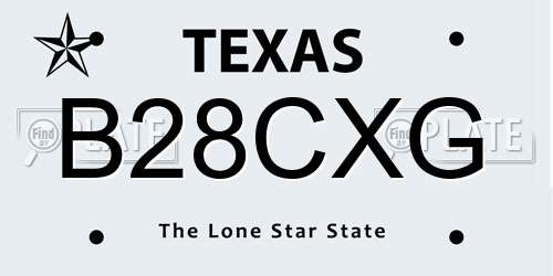B28CXG Texas License Plate