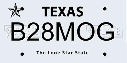 B28MOG Texas License Plate