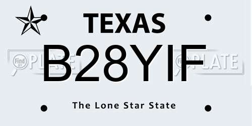 B28YIF Texas License Plate
