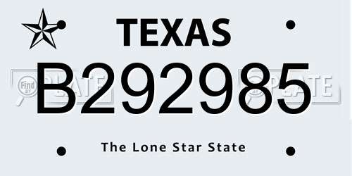 B292985 Texas License Plate