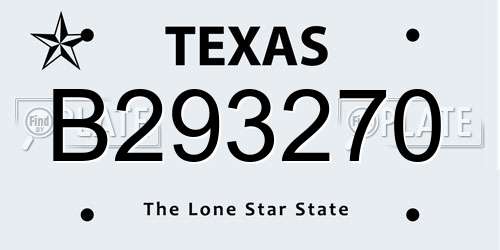 B293270 Texas License Plate