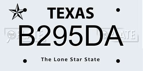 B295DA Texas License Plate
