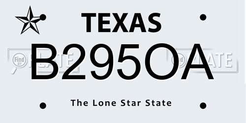 B295OA Texas License Plate