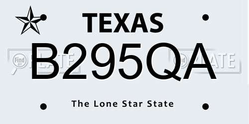 B295QA Texas License Plate