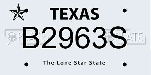 B2963S Texas License Plate