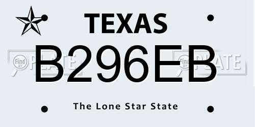 B296EB Texas License Plate