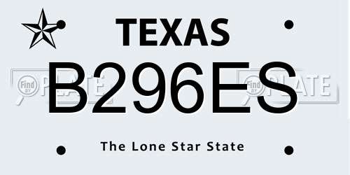 B296ES Texas License Plate