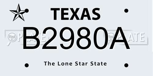 B2980A Texas License Plate