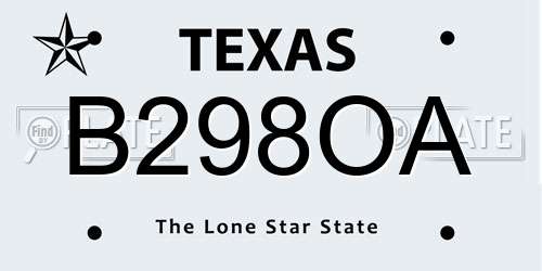 B298OA Texas License Plate