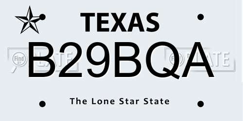 B29BQA Texas License Plate
