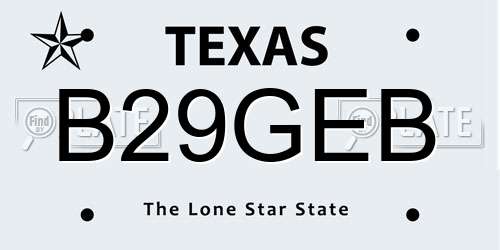 B29GEB Texas License Plate
