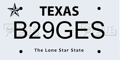 B29GES Texas License Plate