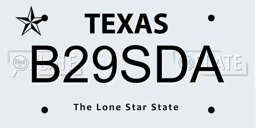 B29SDA Texas License Plate