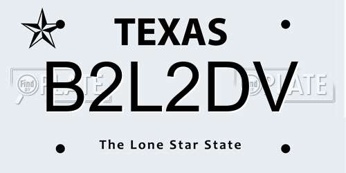 B2L2DV Texas License Plate