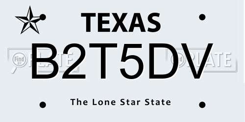 B2T5DV Texas License Plate