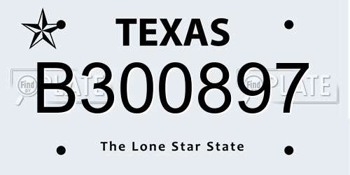 B300897 Texas License Plate
