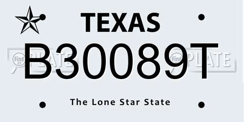 B30089T Texas License Plate