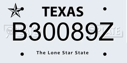B30089Z Texas License Plate