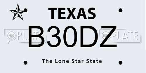 B30DZ Texas License Plate