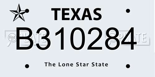 B310284 Texas License Plate