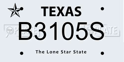 B3105S Texas License Plate