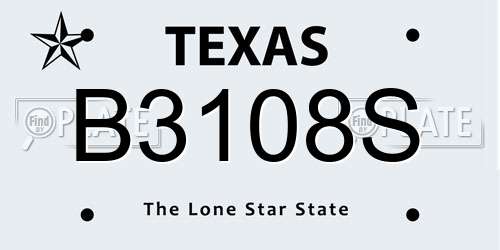 B3108S Texas License Plate