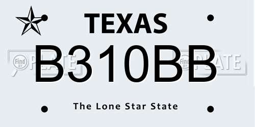 B310BB Texas License Plate