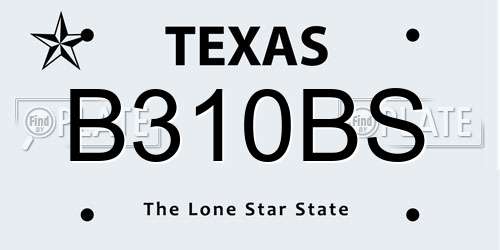 B310BS Texas License Plate