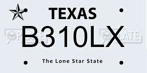 B310LX Texas License Plate