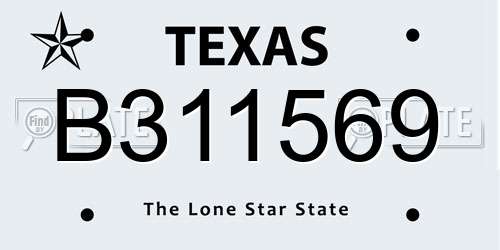 B311569 Texas License Plate