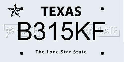 B315KF Texas License Plate