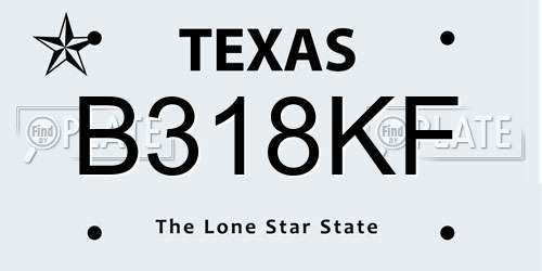B318KF Texas License Plate