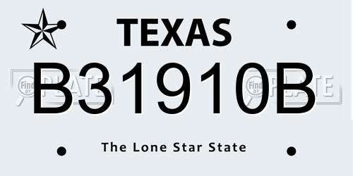 B31910B Texas License Plate