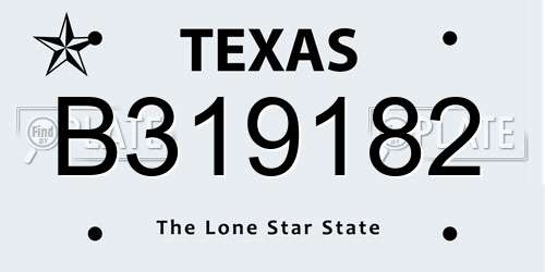B319182 Texas License Plate