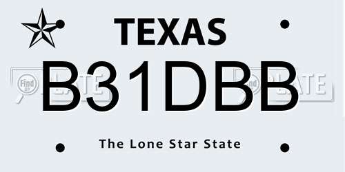 B31DBB Texas License Plate