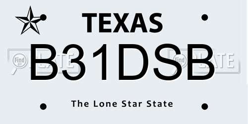 B31DSB Texas License Plate