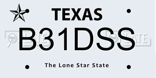 B31DSS Texas License Plate
