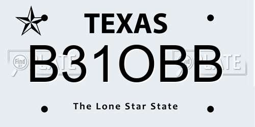B31OBB Texas License Plate