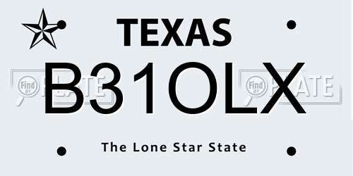 B31OLX Texas License Plate